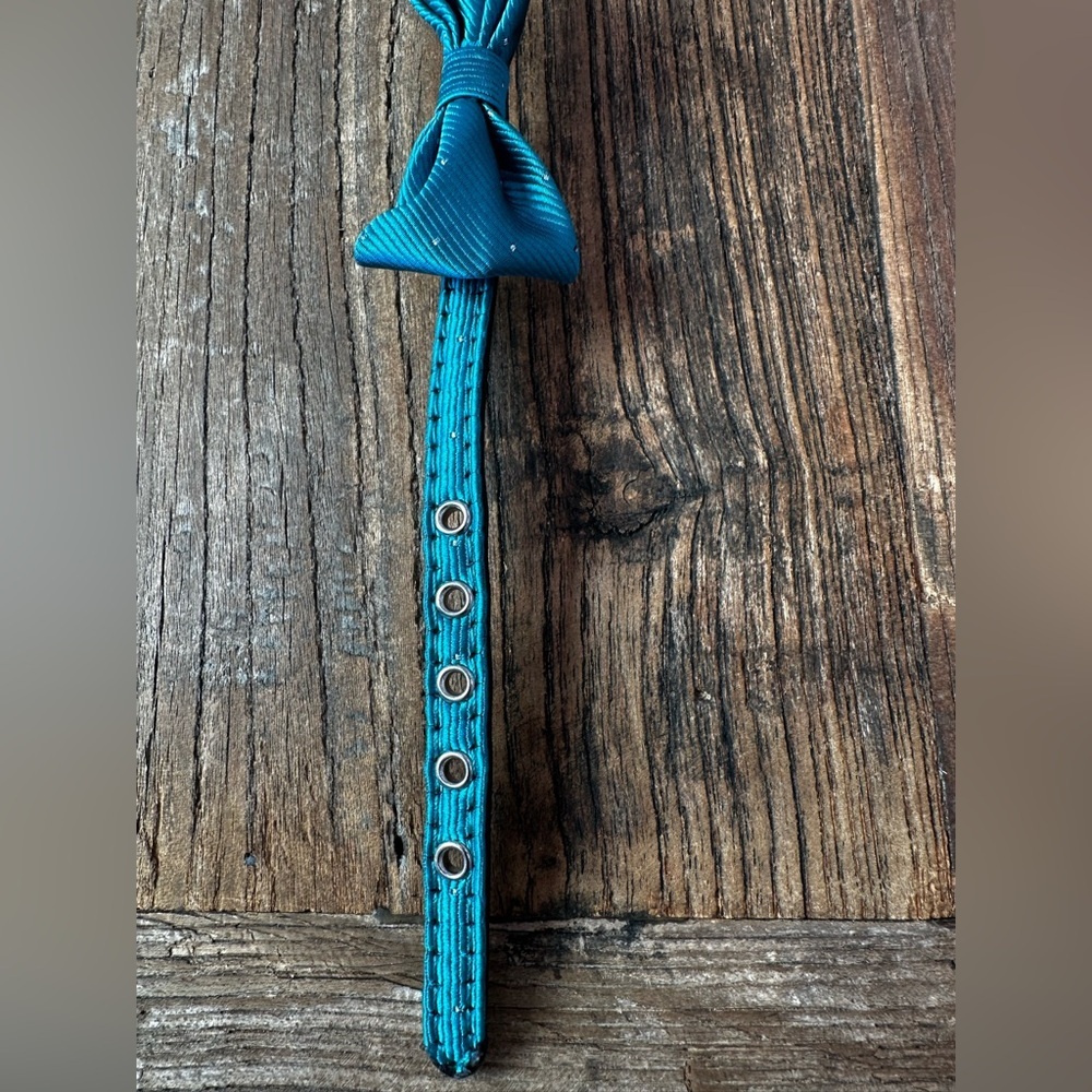 Elegant Teal Dog Collar with Bow - Picture 4 of 5